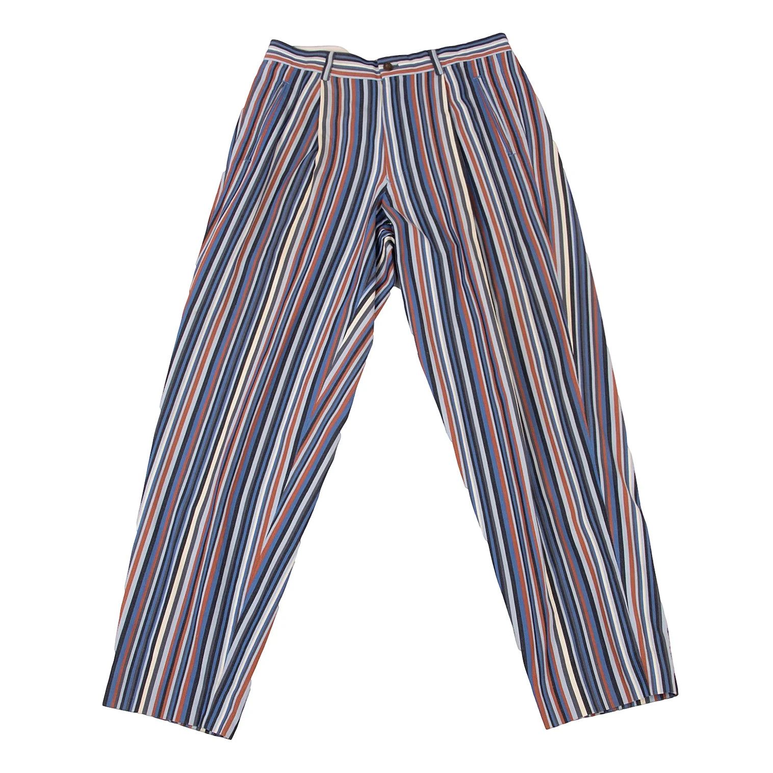 Issey Miyake Cotton Stripe Pants in Blue Multi, Size L Size US 38 / EU 54 - 1 Thumbnail