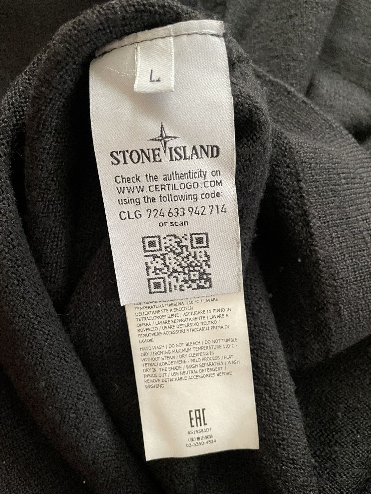Stone Island Stone Island Wool Knit Sweater Black Size US L / EU 52-54 / 3 - 5 Thumbnail