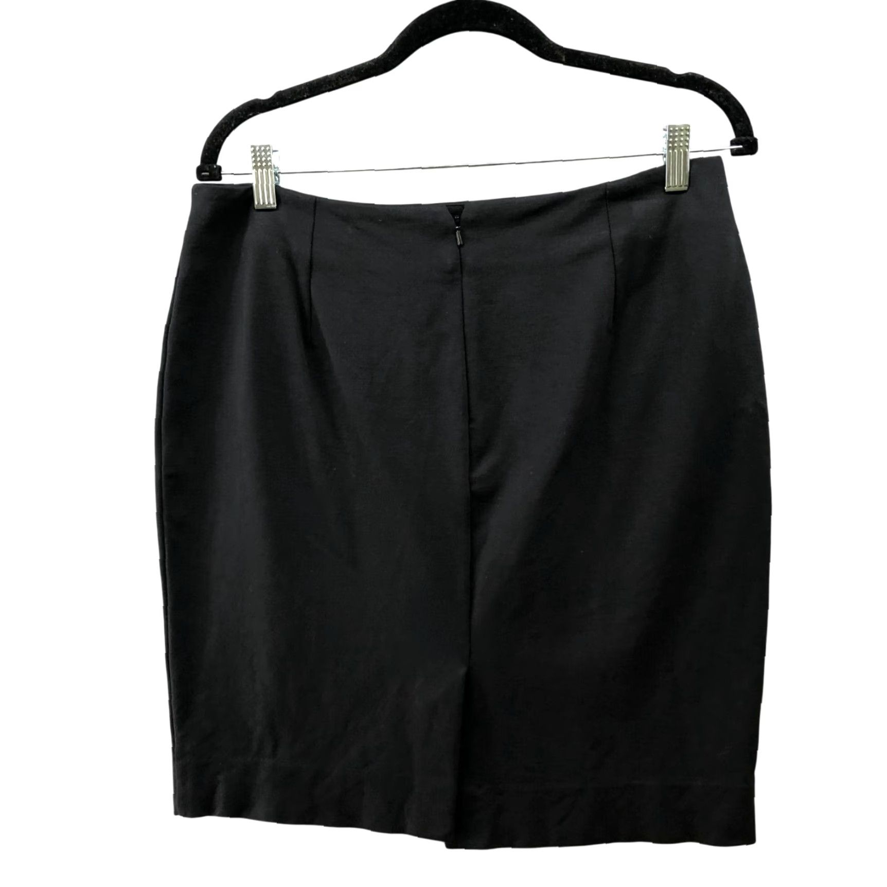 Lands' End VINTAGE Lands' End Womens Pencil Skirt Knitted Knee Length Black Stretch Back Slit Business Formal Workwear Size 32" / US 10 / IT 46 - 2 Thumbnail