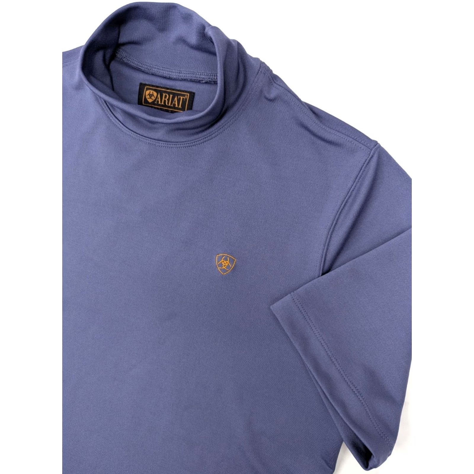 Ariat Ariat Polo Shirt Women S Blue Short Sleeve Pullover Performance Wicking Coolmax Lycra Moc Neck Shirt, Basic, Athletic Fit, Logo, 90s Western Work Wear Size S / US 4 / IT 40 - 2 Thumbnail