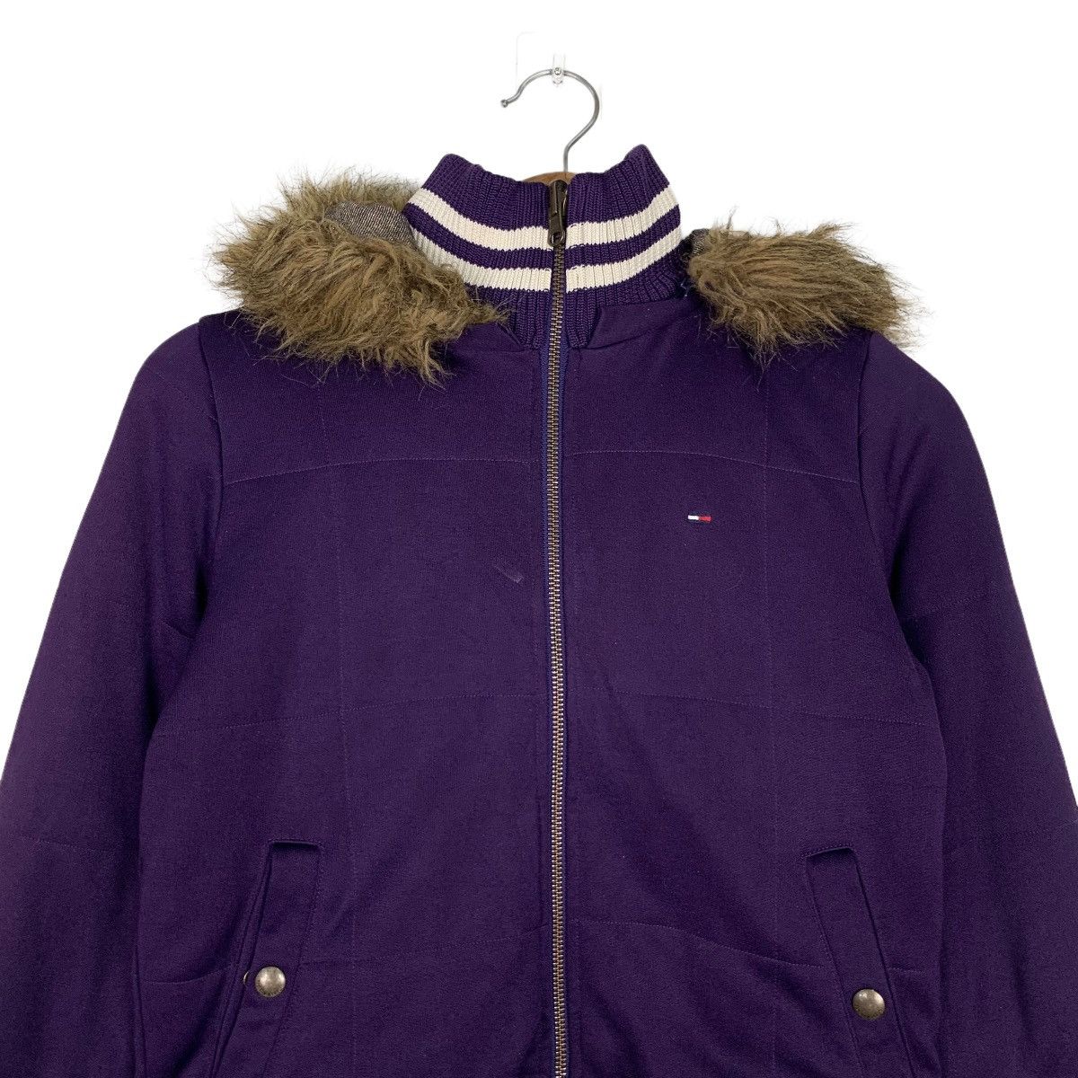 Tommy Hilfiger TOMMY GIRL Fur Hoodie Purple Jacket #0310-C14 Size S / US 4 / IT 40 - 3 Thumbnail