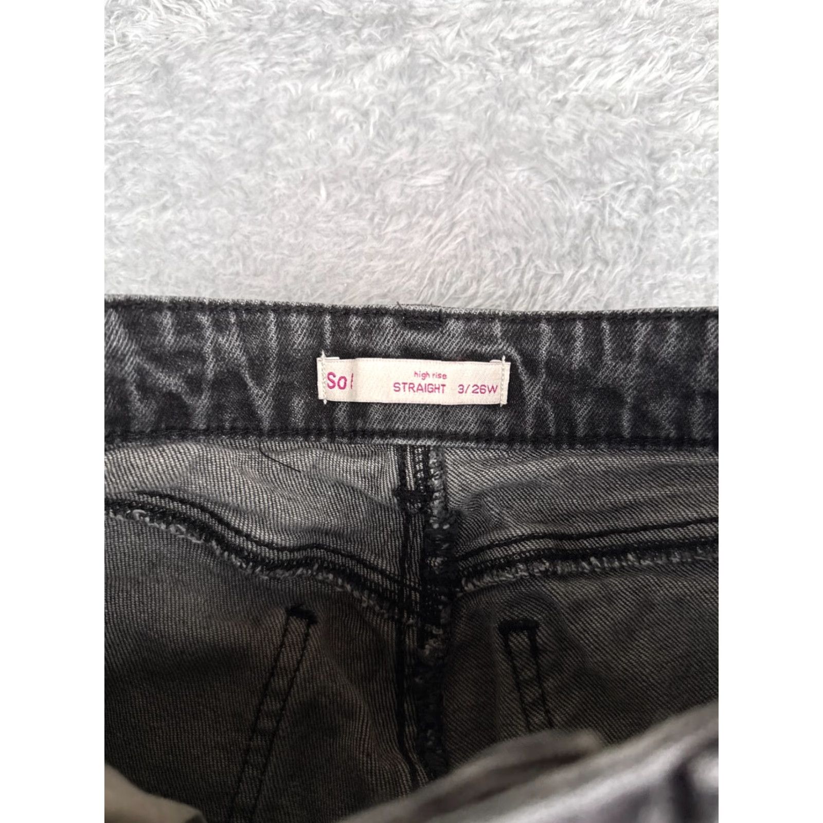 Vintage SO Jeans Women Jeans Black Denim Straight Leg 24x25 Distressed 3 Soft Cotton Casual 90s Cowboy Theme Mens?? Size 26" / US 2 / IT 38 - 6 Thumbnail