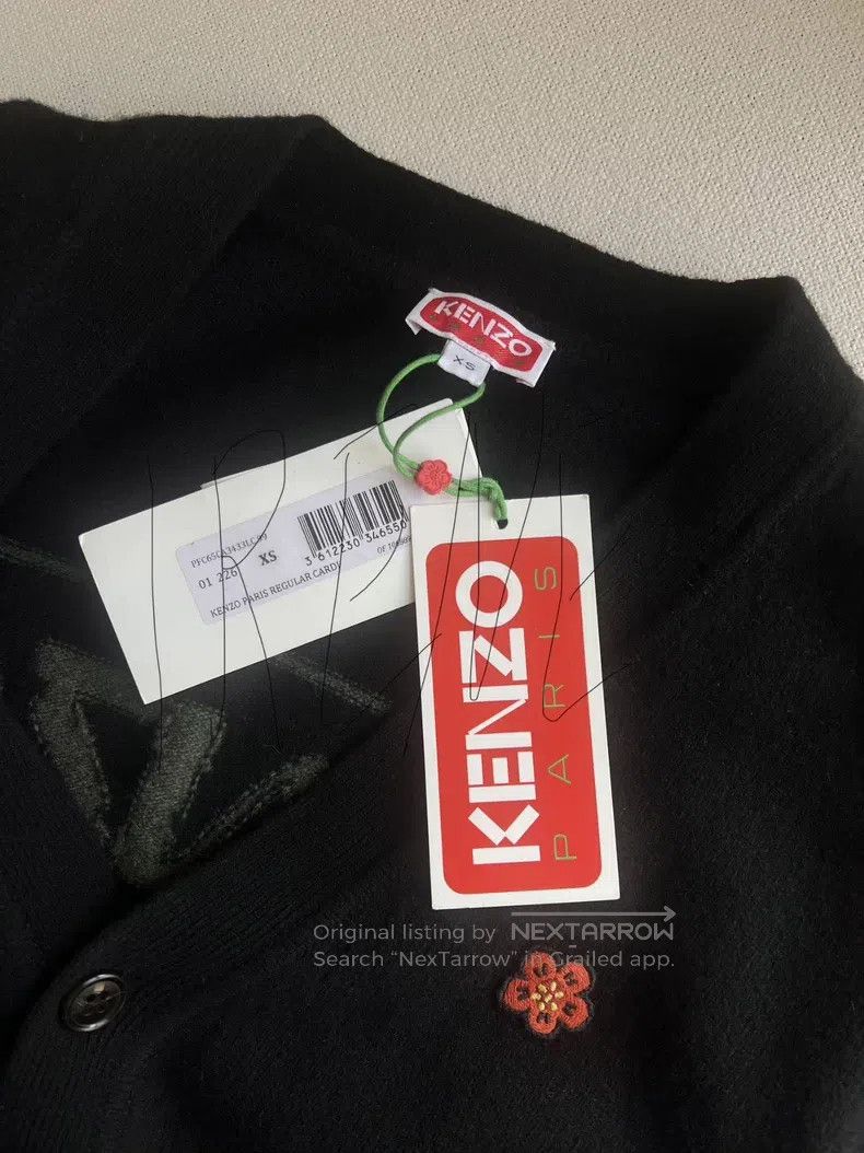 Kenzo Kenzo Haitang Flower Open Cardigan, Black V-Neck, Small Fl Size US XS / EU 42 / 0 - 4 Thumbnail