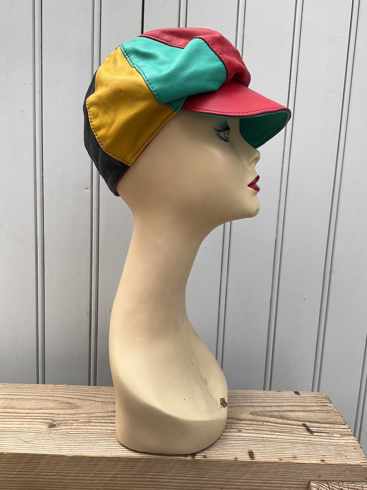 Vintage Vintage 90's Rasta leather cap Size ONE SIZE - 4 Thumbnail