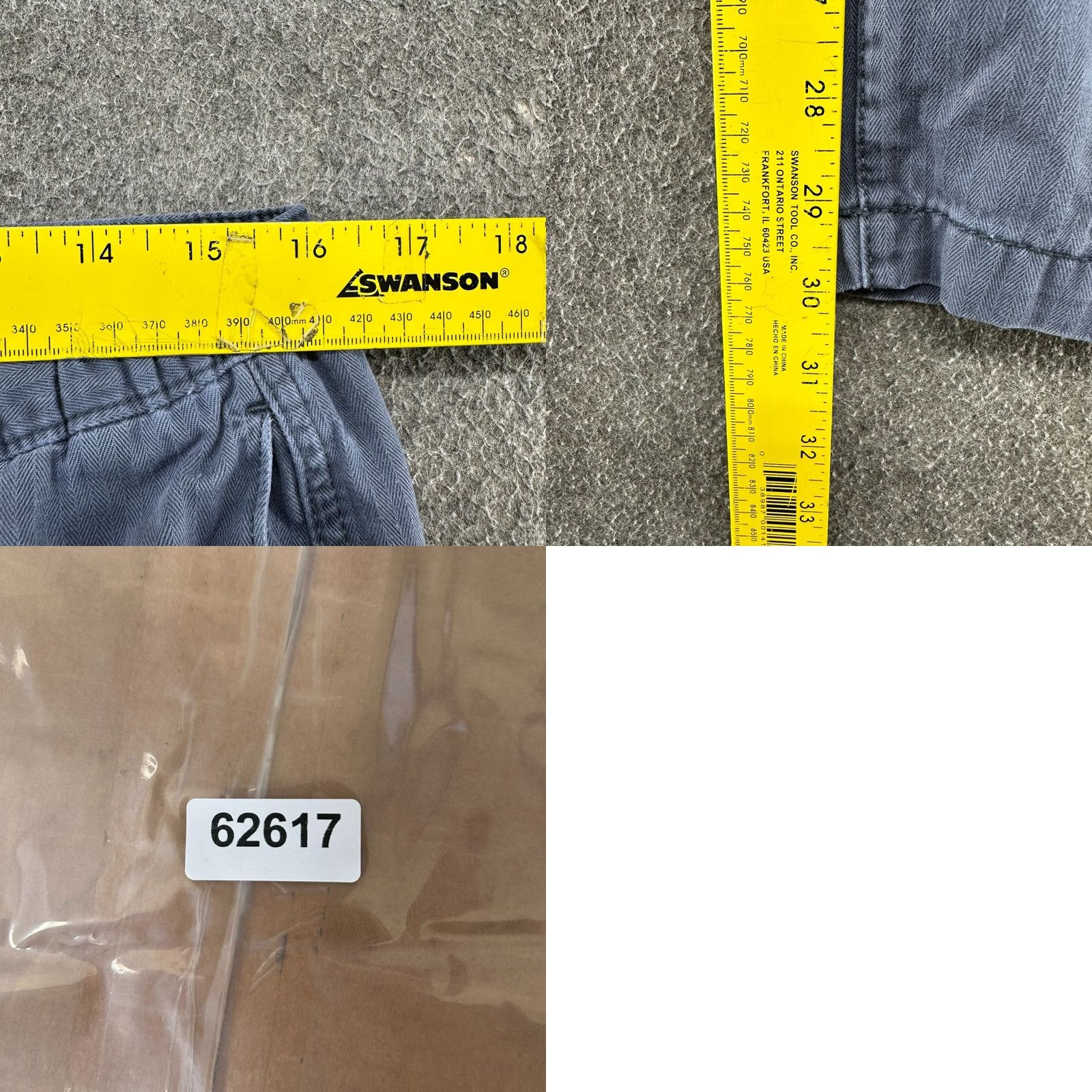 H&M H&M Pants Mens M Blue Cargo Loose Fit Drawstring Herringbone Baggy Military Wide-Leg Casual Workwear 90s Size US 31 - 8 Thumbnail