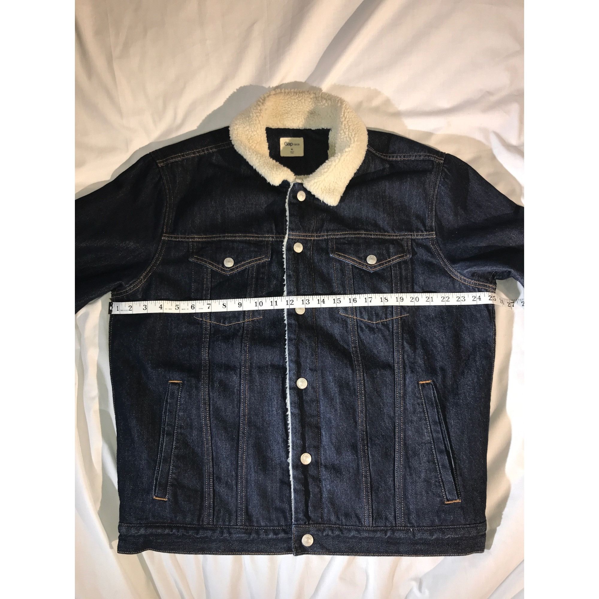 Gap Gap1969 Men's Dark Blue Sherpa Lined Jean Truckers Jacket Size US XL / EU 56 / 4 - 6 Thumbnail
