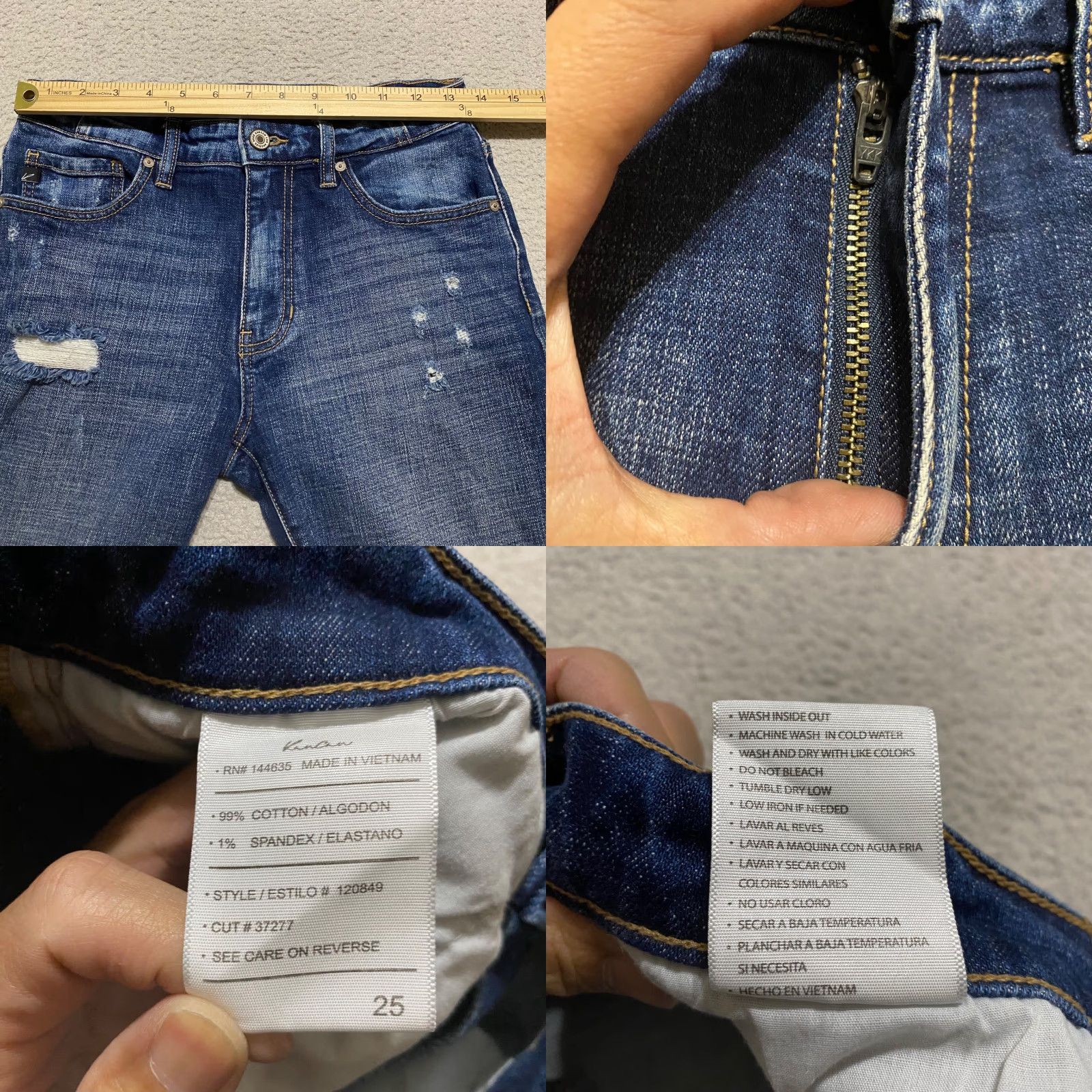 Vintage VINTAGE KanCan Womens Jeans 25 Blue Denim Straight Distressed Mid Rise Medium Wash 5-Pocket Womens Jeans 25 Mens? Size 42" / US 20 - 8 Thumbnail