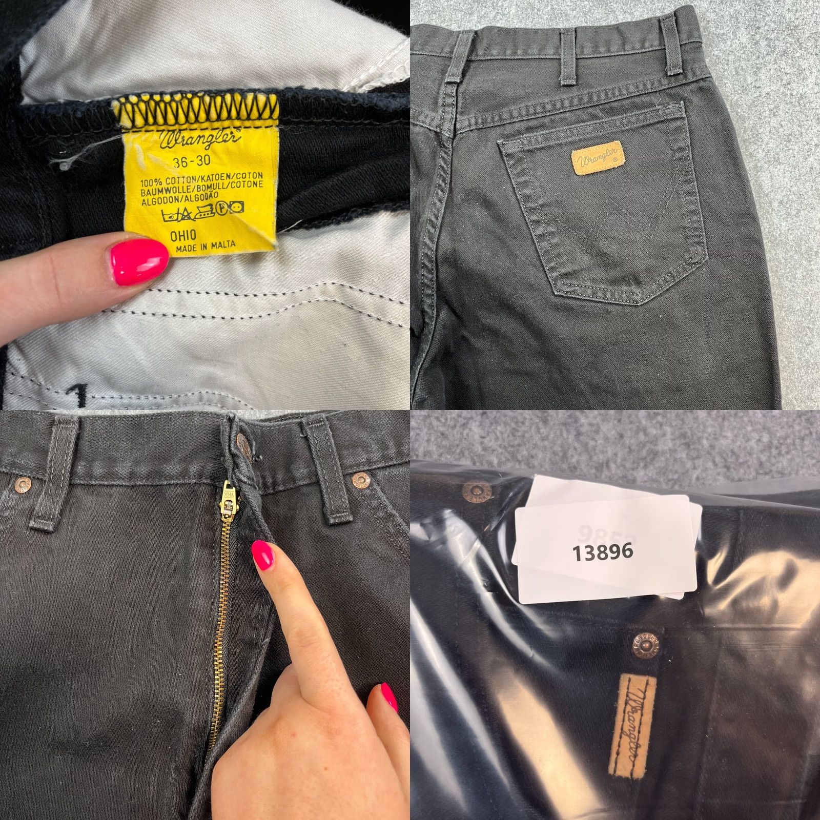 Wrangler VINTAGE Wrangler Jeans Relaxed Straight 34 30 Black 100% Cotton VTG Cowboy Western Jeans Mens Size US 34 / EU 50 - 8 Thumbnail
