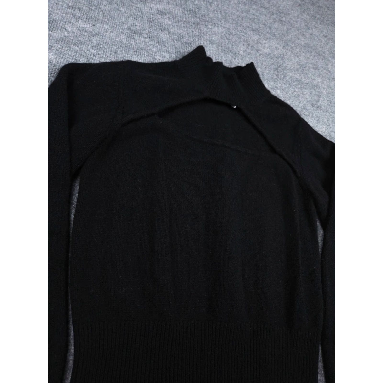 Frame FRAME Sweater Shirt Women L Black Cashmere 100% Knit Turtleneck Puff Sleeve Casual Pullover Size L / US 10 / IT 46 - 4 Thumbnail