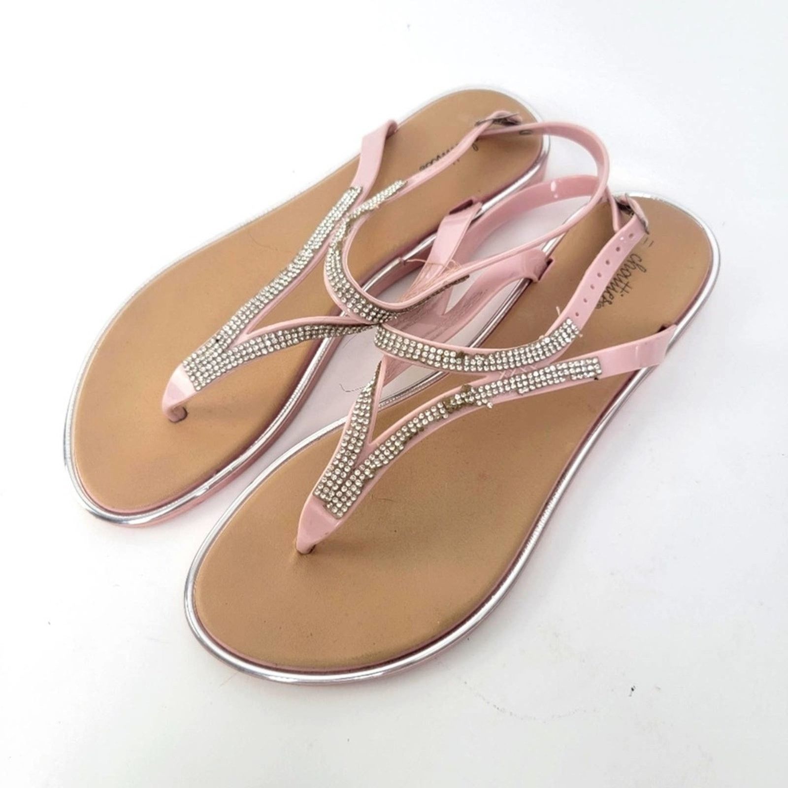 Designer Chatties Pink Rhinestone Thong Flip Flop Sandals - 9.5/10 Size US 10 / IT 40 - 1 Thumbnail