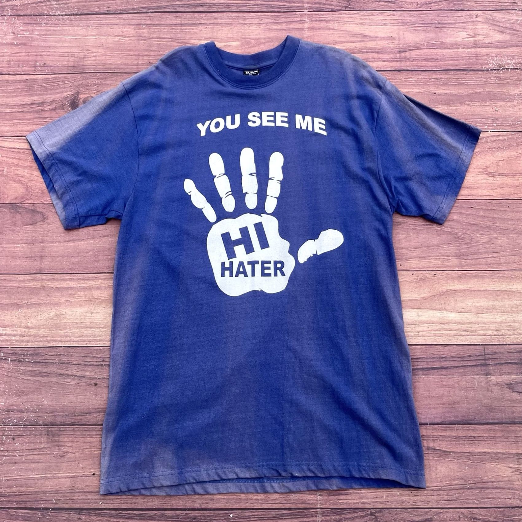 Vintage Y2K You See Me Hi Hater Mainoo Hip Hop Rap Tee Sun Faded Purple Shirt Mens 2XL Size US XXL / EU 58 / 5 - 2 Thumbnail