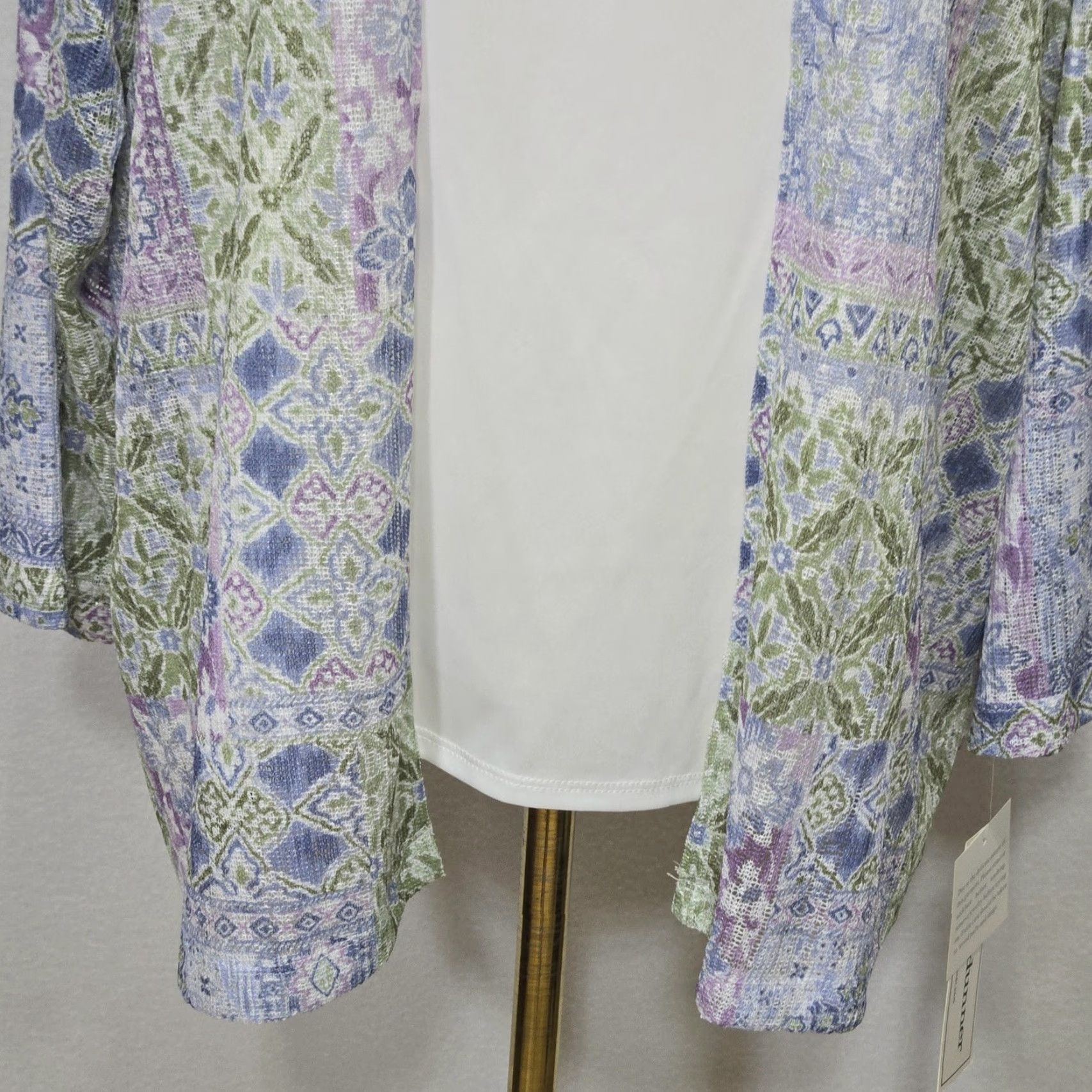 Vintage ALFRED DUNNER Womens XL Cardigan Jacket Multi Patchwork Southampton NWT Necklace Included Geometric Lightweight Spring Summer VINTAGE No Size XL / US 12-14 / IT 48-50 - 4 Thumbnail