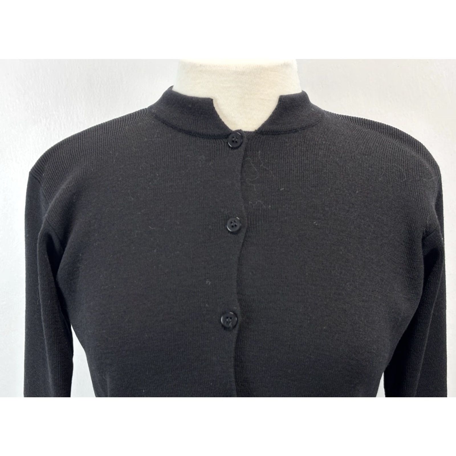 Eileen Fisher Eileen Fisher 100% Wool Black Cardigan Sweater PS Petites Womens Long Sleeve Button Classic Size S / US 4 / IT 40 - 5 Thumbnail