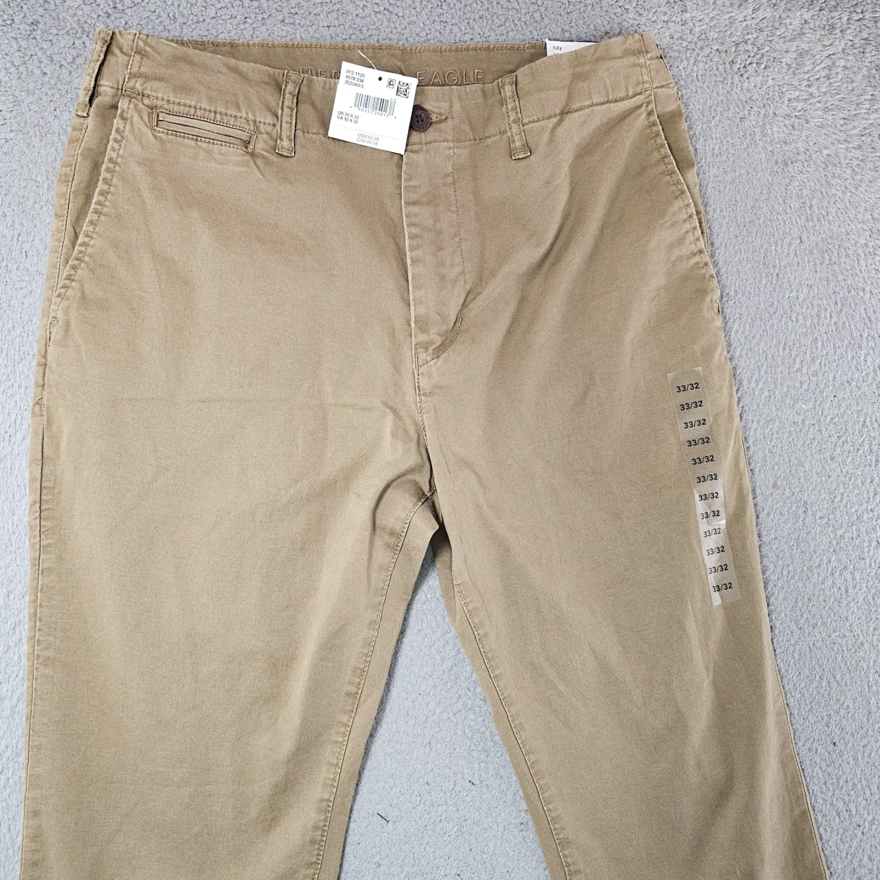 American Eagle Outfitters American Eagle Pants Mens 33x30 Khaki Slim Flex Chino Stretch Casual Size US 33 - 2 Thumbnail