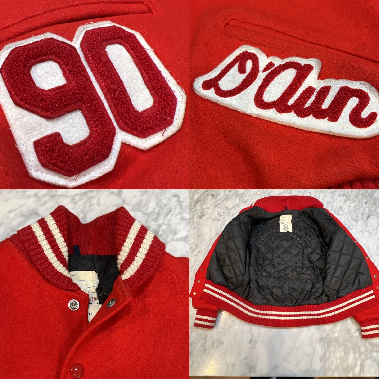 Paradise VINTAGE DeLong Paradise Valley Phoenix Trojans Varsity Coat Size 36 Wool USA Jacket/Coat Red Patches Short Stand-Up Collar Mens Varsity Jacket Size US XXS / EU 40 - 8 Thumbnail