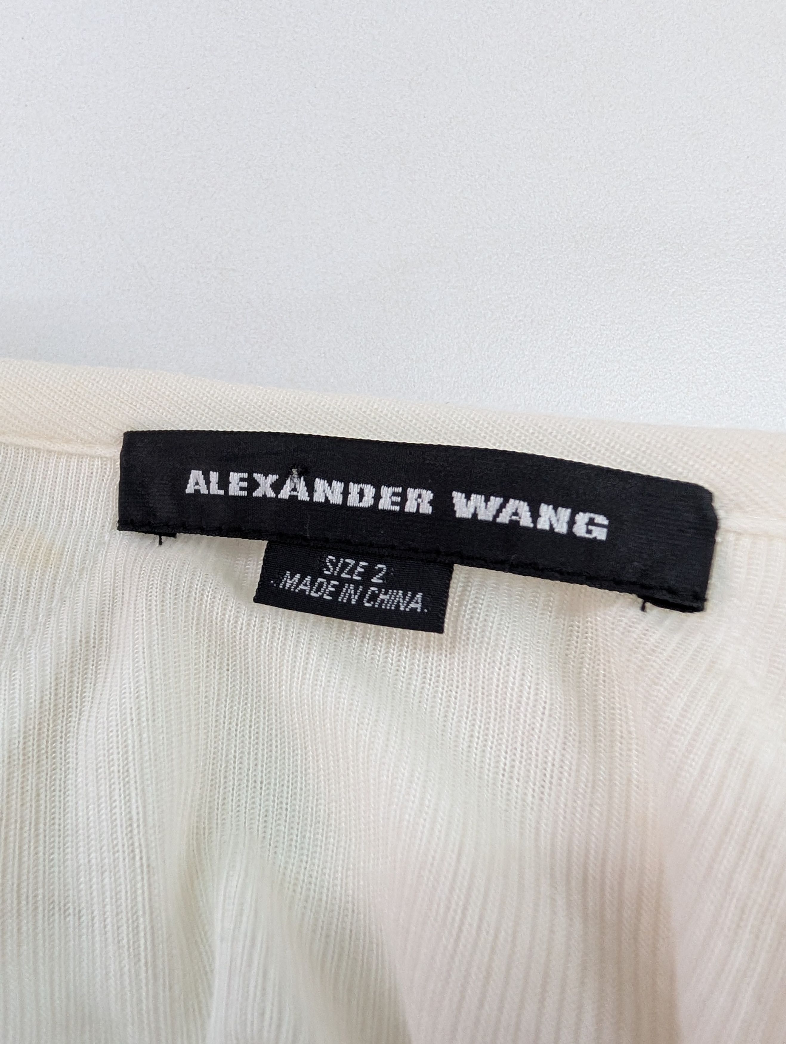 Alexander Wang White Cap Sleeve and Black Draped Dress Size XS / US 0-2 / IT 36-38 - 6 Thumbnail