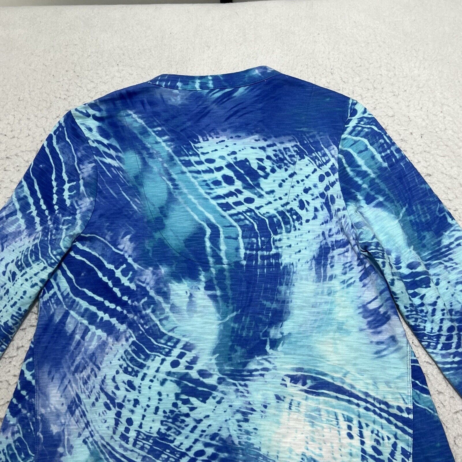 Chicos Chico's Women's Small Long Sleeve V-Neck Blue Patterned Top Size S / US 4 / IT 40 - 10 Thumbnail