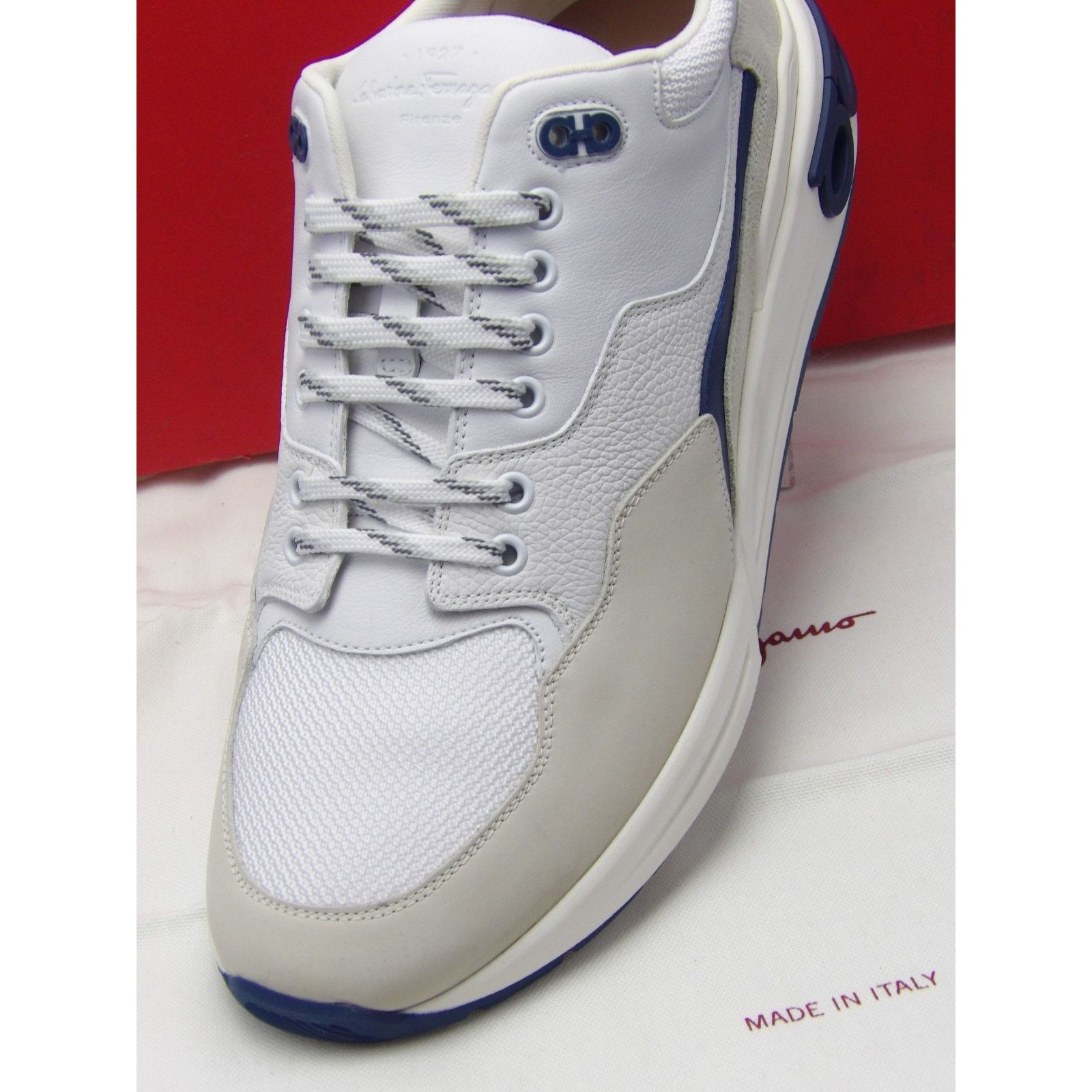 Salvatore Ferragamo FERRAGAMO COSMA LOW WHITE EATHER GANCINI LOGO SNEAKERS 11 Size US 12 / EU 45 - 6 Thumbnail