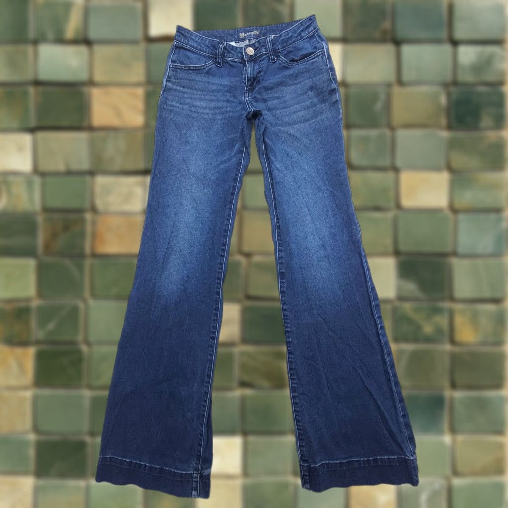 Wrangler VINTAGE Wrangler Retro Jeans Dark Blue 28 x 34" Low Rise Flare Bell Bottom Regular Size Women Size 28" / US 6 / IT 42 - 1 Thumbnail