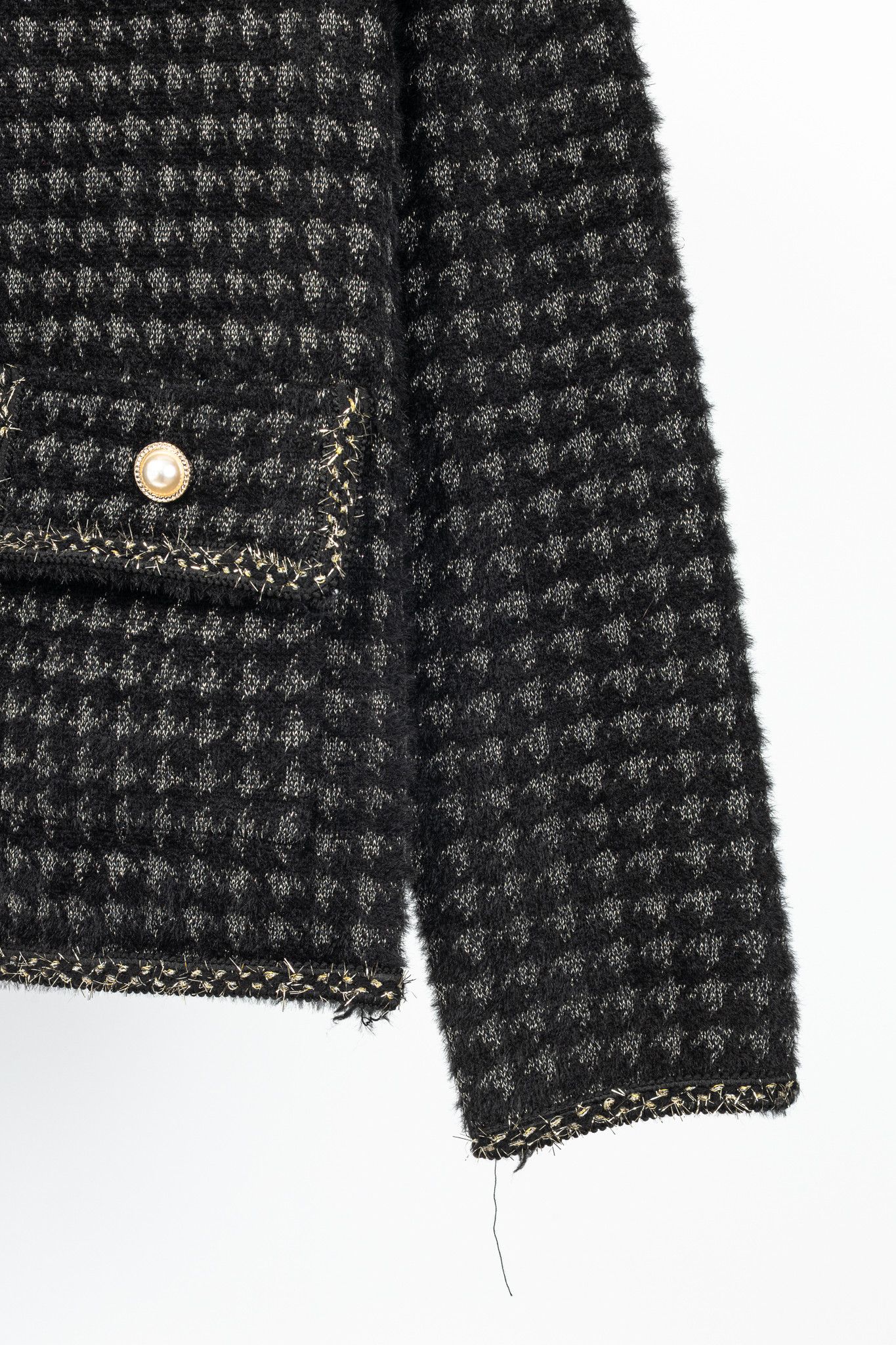 Other C.M.P.55 Black Fuzzy Lurex-Houndstooth Knit Jacket Size ONE SIZE - 7 Thumbnail