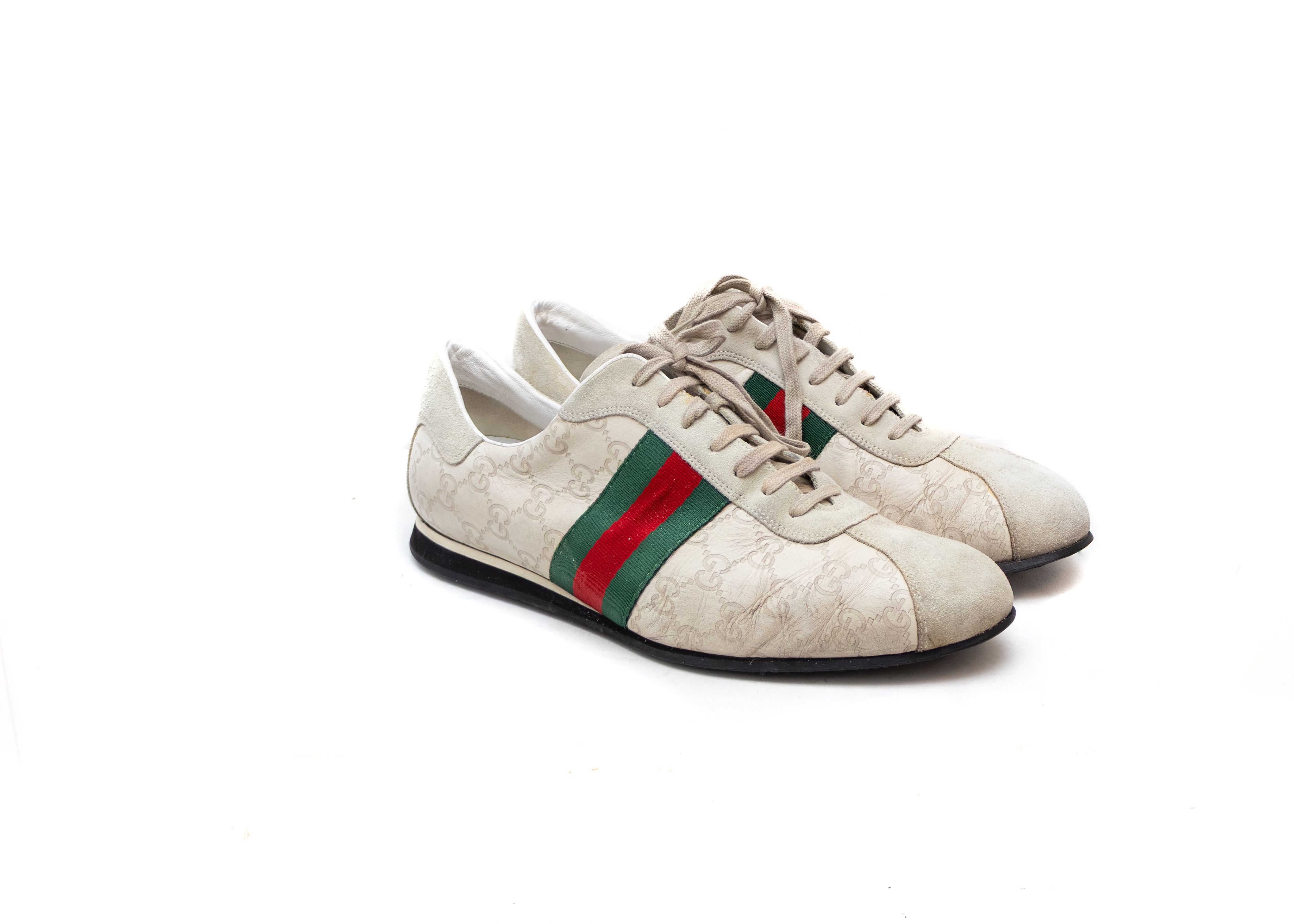 Gucci Gucci GG Monogram Stripe Sneakers EU 44E – Beige/Green/Red Size US 10.5 / EU 43-44 - 1 Thumbnail
