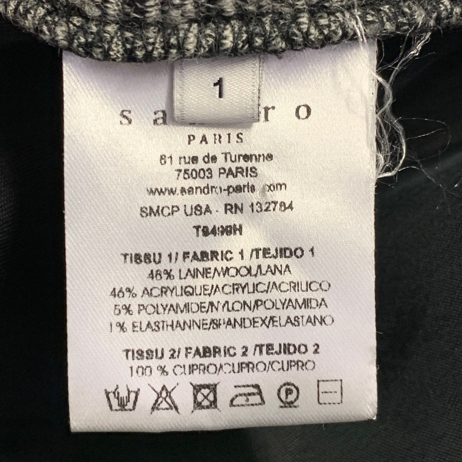 Sandro Size S Black Grey Wool Blend Houndstooth Crew Neck Pullover Size S / US 4 / IT 40 - 7 Thumbnail