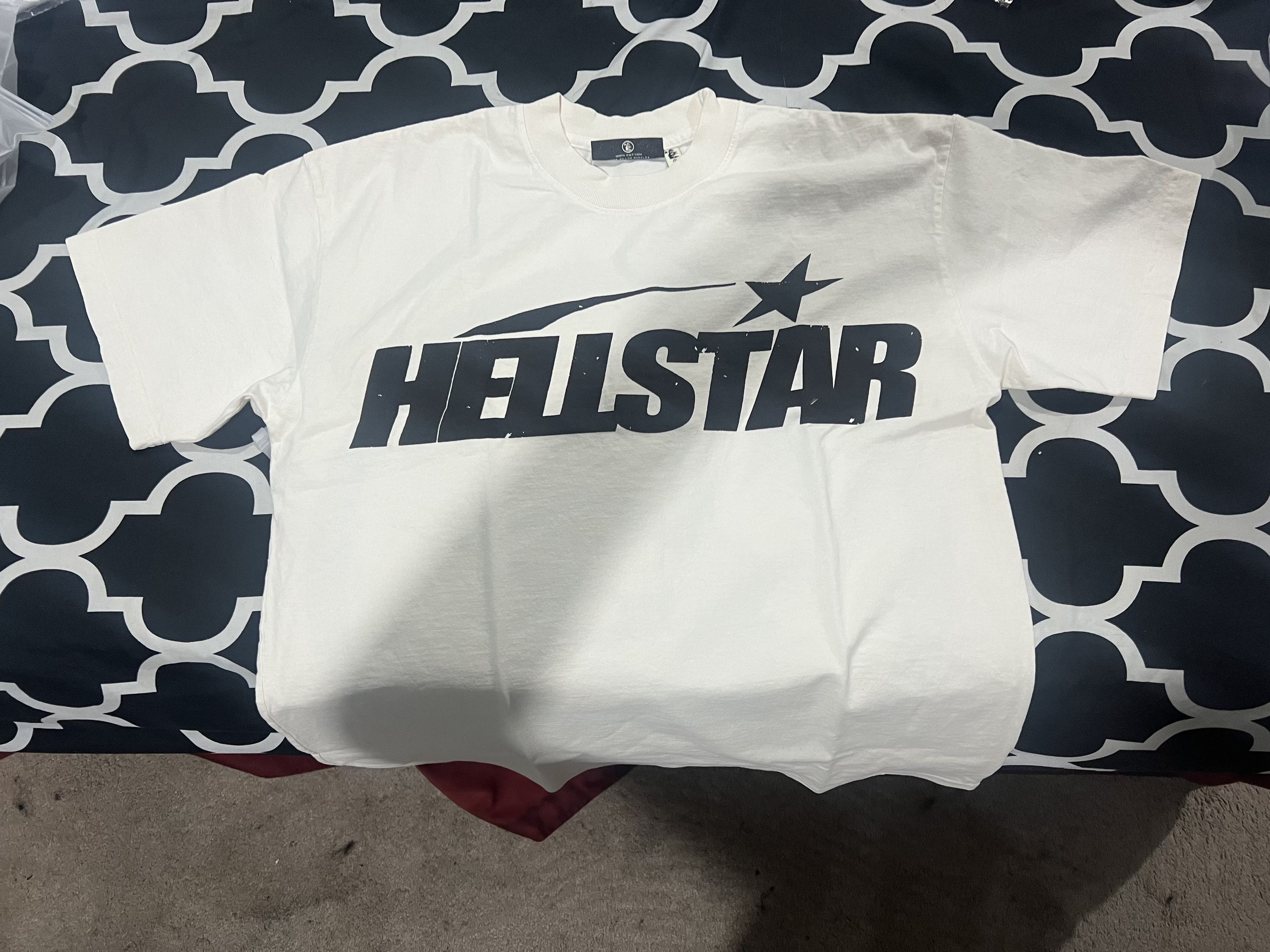 image of Hellstar Classic Tee In Cream in White, Men's (Size Small)