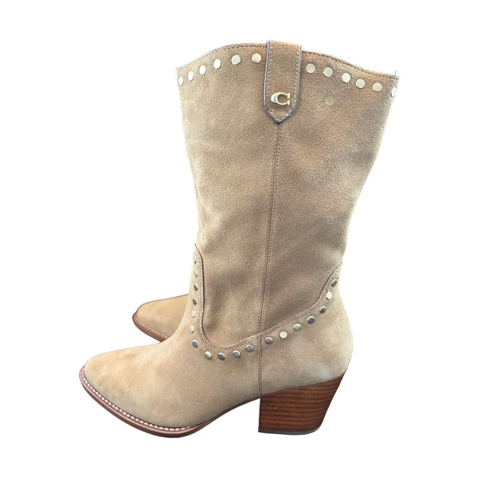 Coach Coach Pheobe Suede Studded Boots 7.5 Coconut Size US 7.5 / IT 37.5 - 2 Thumbnail