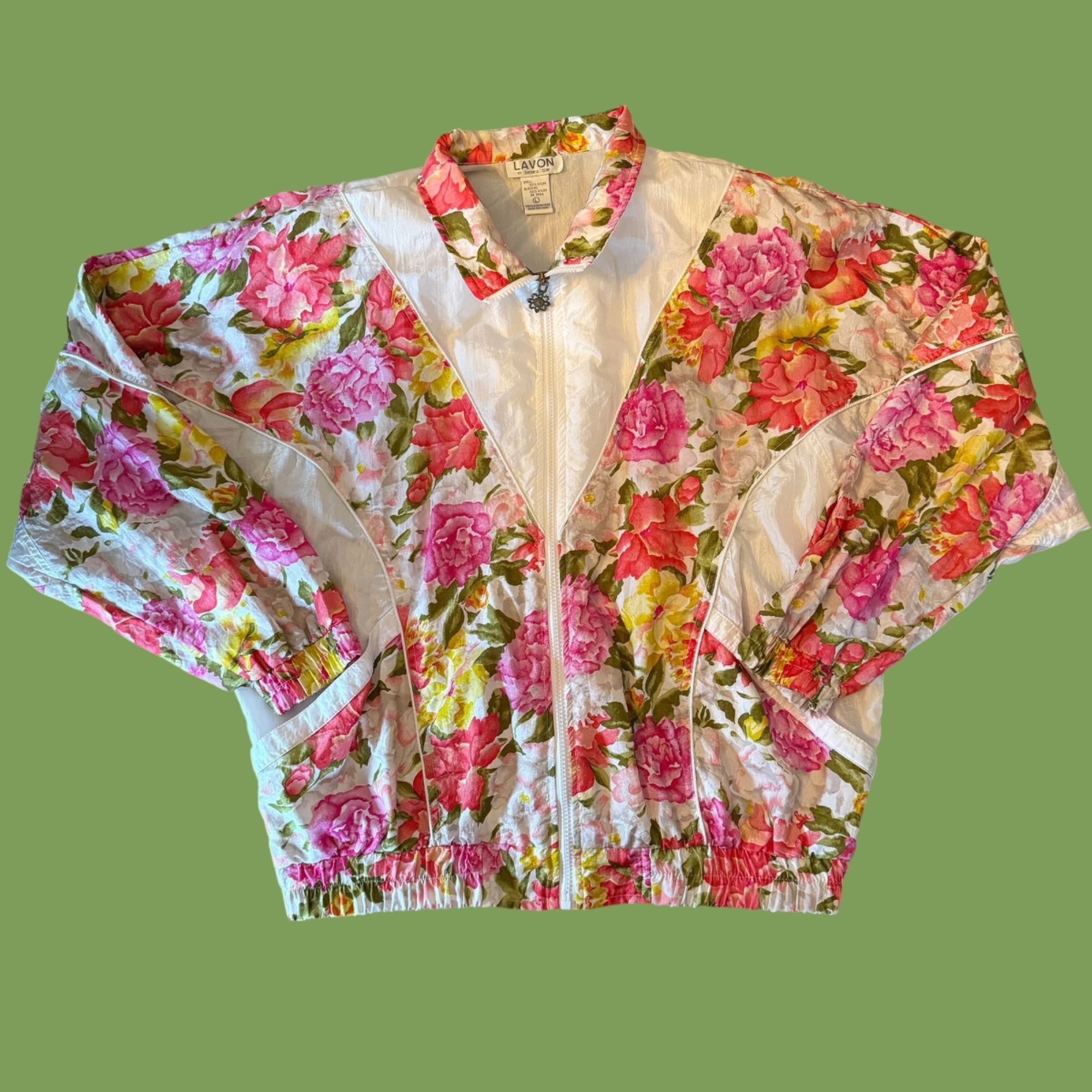 Vintage Vintage Lavon Novelty Spring Floral Print Windbreaker Size L / US 10 / IT 46 - 1 Thumbnail
