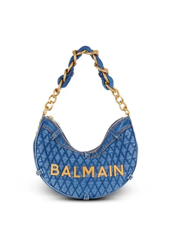 Balmain o1s1wg111225 Size:OS/1945 Soft Moon Shoulder Bag in Blue Size ONE SIZE - 1 Thumbnail