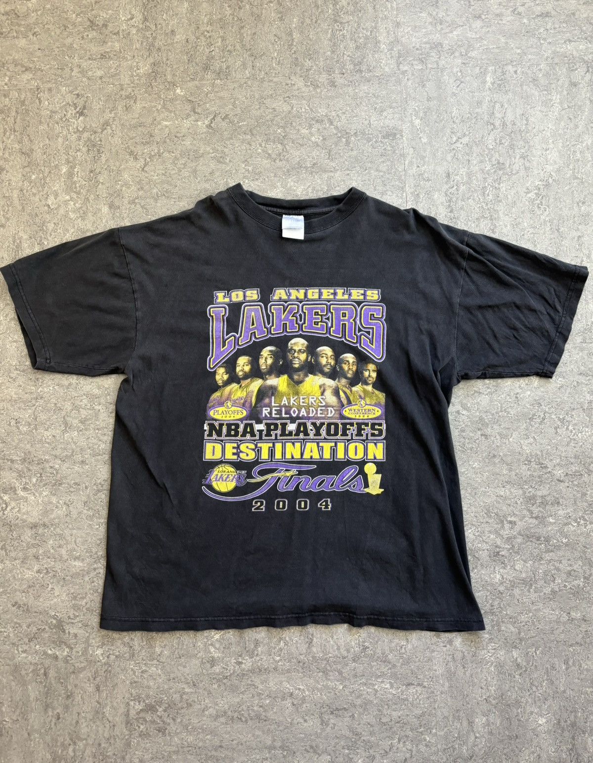 image of Kobe Mentality x L A Lakers 2004 Lakers Playoffs Bootleg Tee in Black, Men's (Size XL)