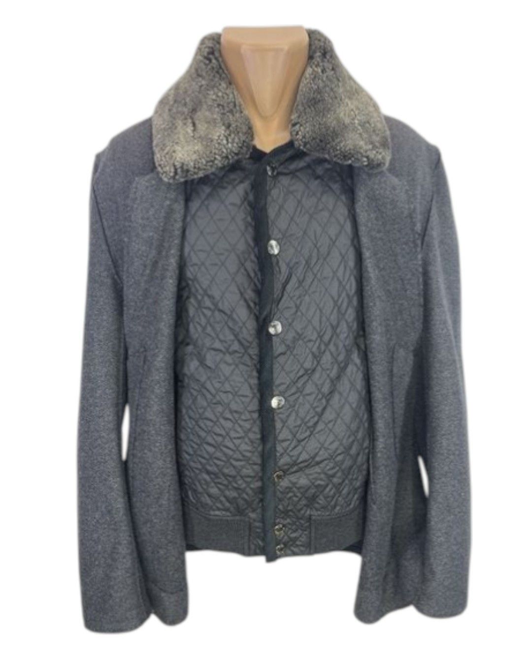 Dolce & Gabbana SHEEP FUR COLLAR HYBRID QUILTED JACKET Size US M / EU 48-50 / 2 - 3 Thumbnail