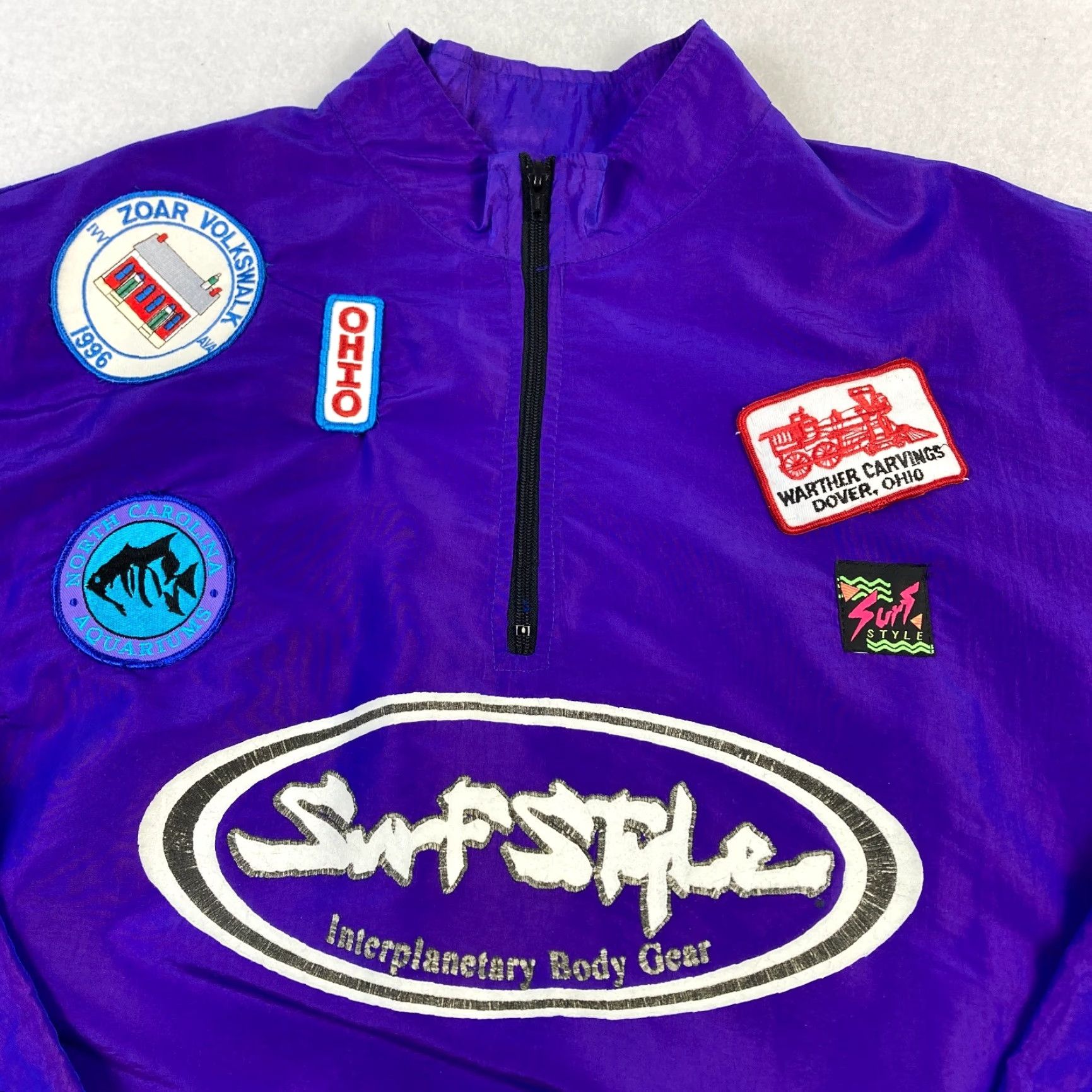 Vintage Vintage Surf Style Windbreaker Jacket One Size Purple Blue Nylon Quarter Zip Y2K Size US M / EU 48-50 / 2 - 4 Thumbnail