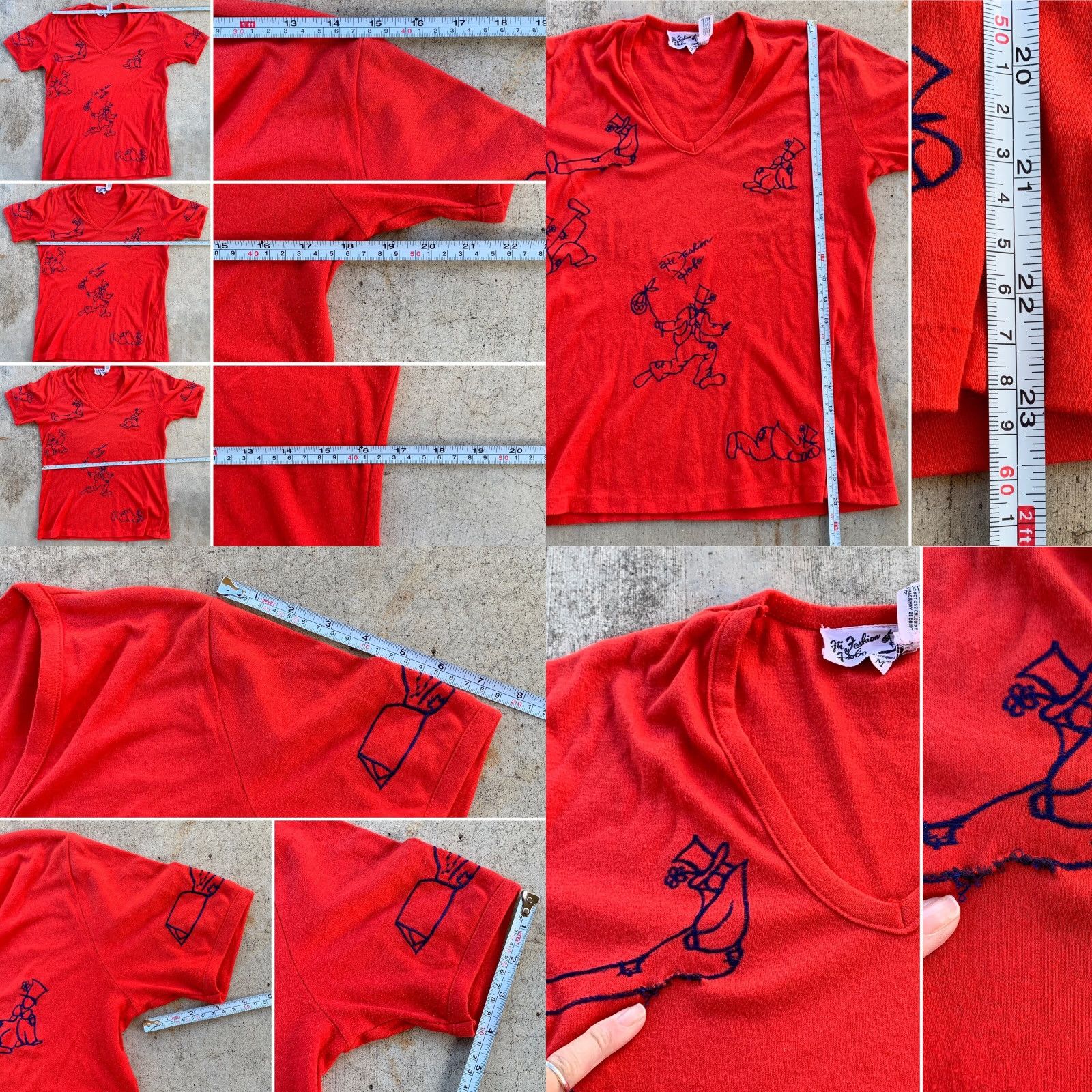Vintage VINTAGE Hi Fashion Hobo California V Neck Tee Ladies M Red Embroidered 60s 70s 80s Shirt Mens Womens Size M / US 6-8 / IT 42-44 - 8 Thumbnail