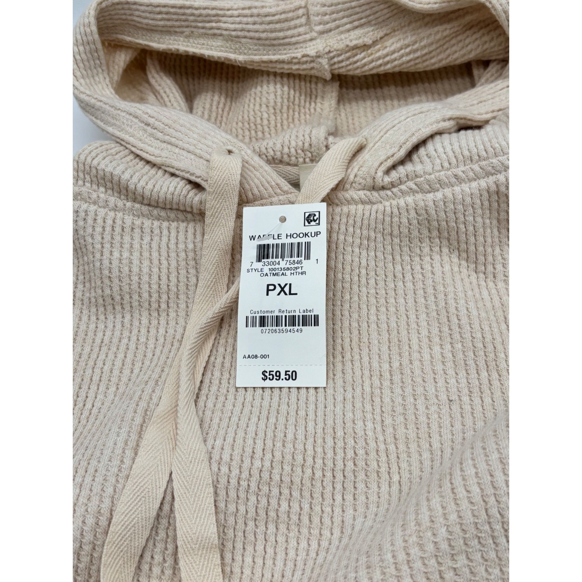 Style & Co Style & Co Petite Cotton Waffle-Knit Hoodie, Oatmeal Heather Size ONE SIZE - 8 Thumbnail