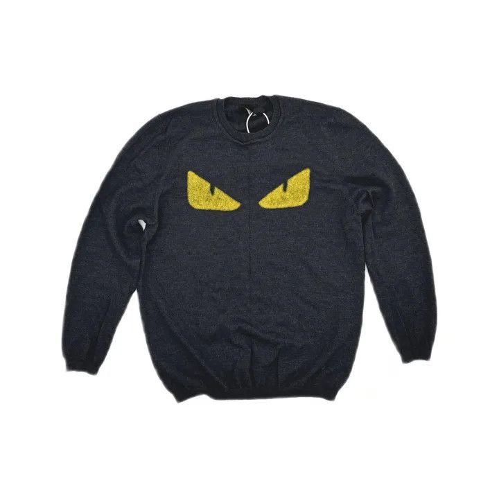 Fendi Fendi Logo Monster Knit Sweater in Gray -2507 Size US L / EU 52-54 / 3 - 2 Thumbnail