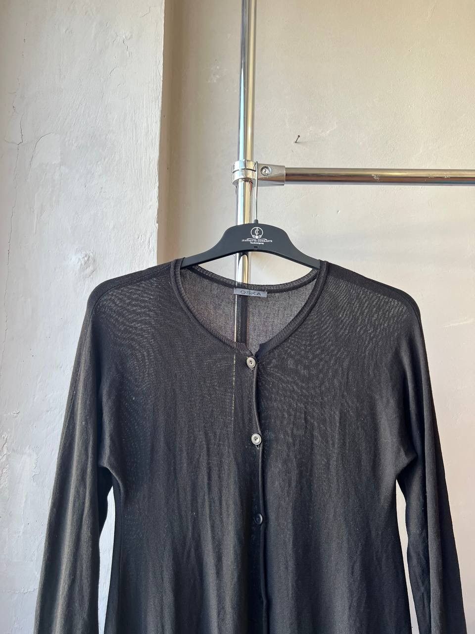 OSKA OSKA BLACK LIGHTWEIGH KNIT ASYMETRICAL WOMEN TUNIC CARDIGAN Size L / US 10 / IT 46 - 3 Thumbnail
