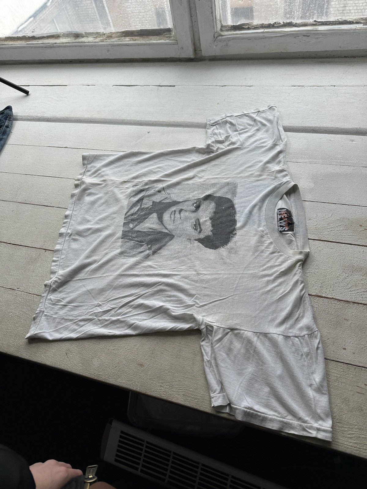 Vintage ARCHIVE 🚨 ELVIS PRESLEY SINGLE STITCH WHITE TEE BIG LOGO 80S Size US XL / EU 56 / 4 - 2 Thumbnail
