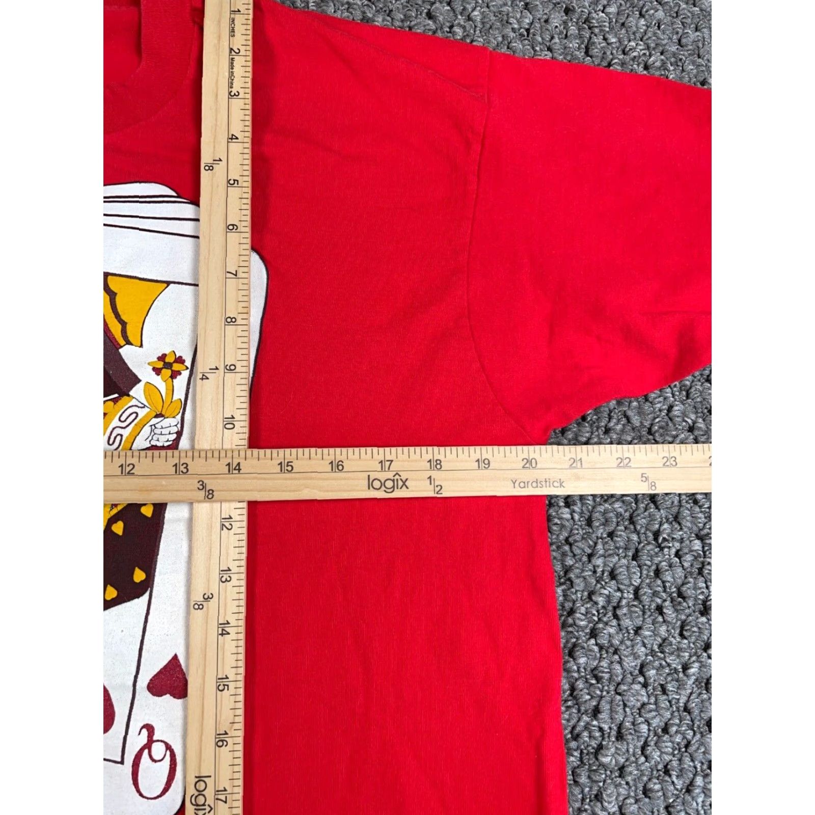 Fruit Of The Loom VINTAGE Las Vegas Queen of Hearts T-Shirt Adult Large Red Cotton 90s City Retro Mens L Size US L / EU 52-54 / 3 - 6 Thumbnail