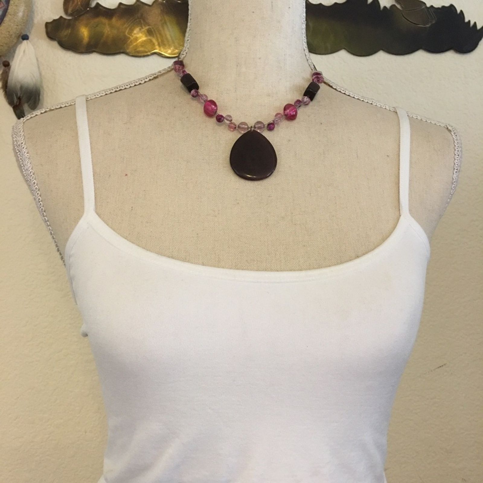 Jewelry Purple glass bead floating fish line necklace Size ONE SIZE - 3 Thumbnail