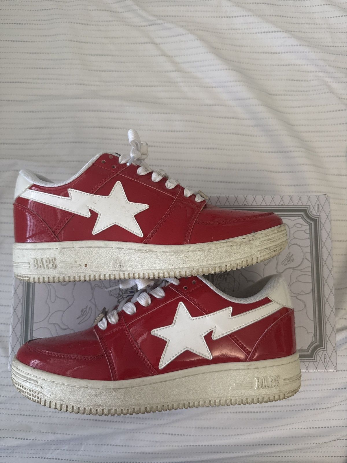 Bape Bapesta Red Patent Leather Size US 8.5 / EU 41-42 - 1 Thumbnail