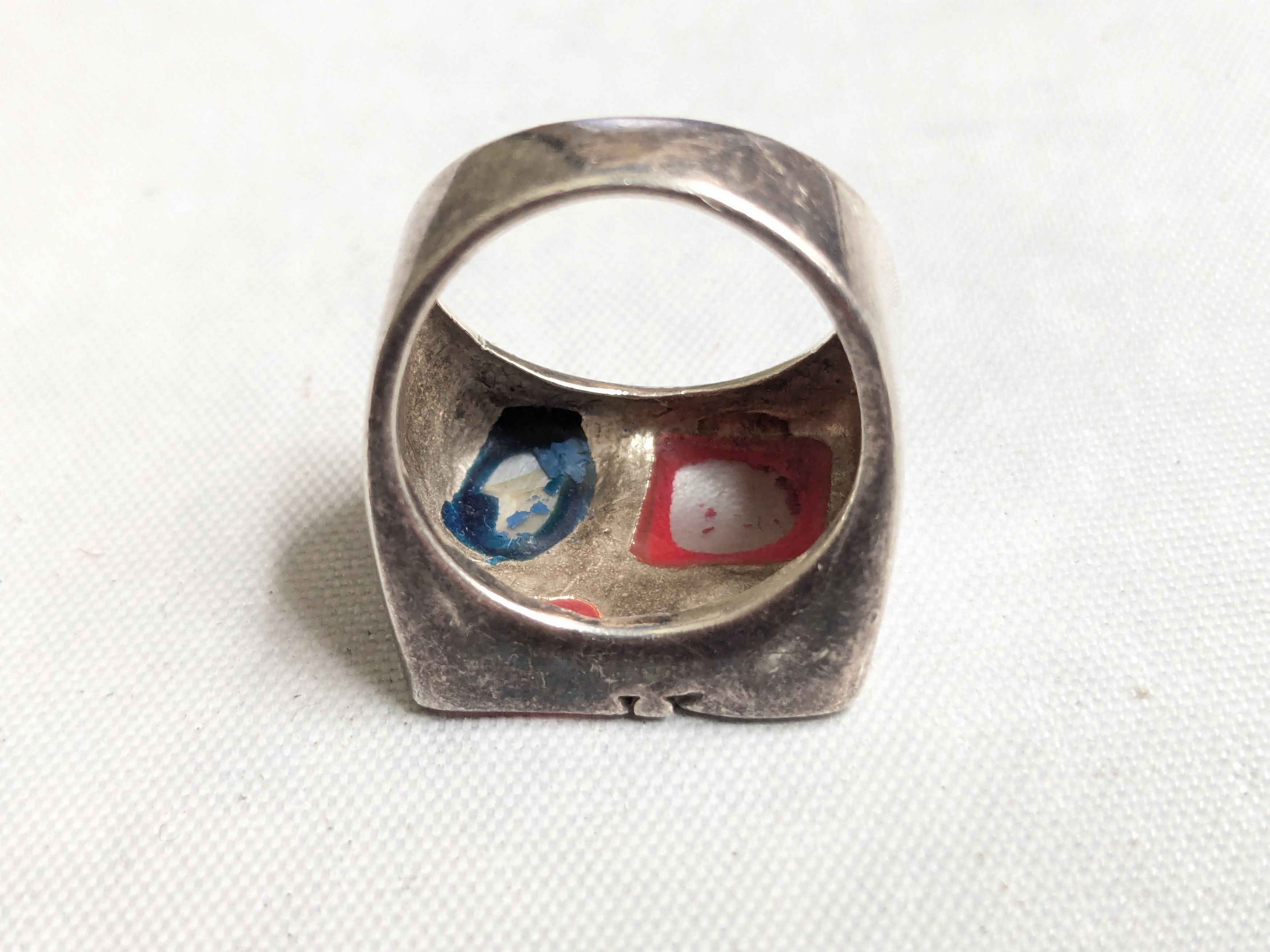Jewelry Vintage Sterling Silver Ring MOP 7.75 Pink Blue Y2K Abstract Size ONE SIZE - 7 Thumbnail