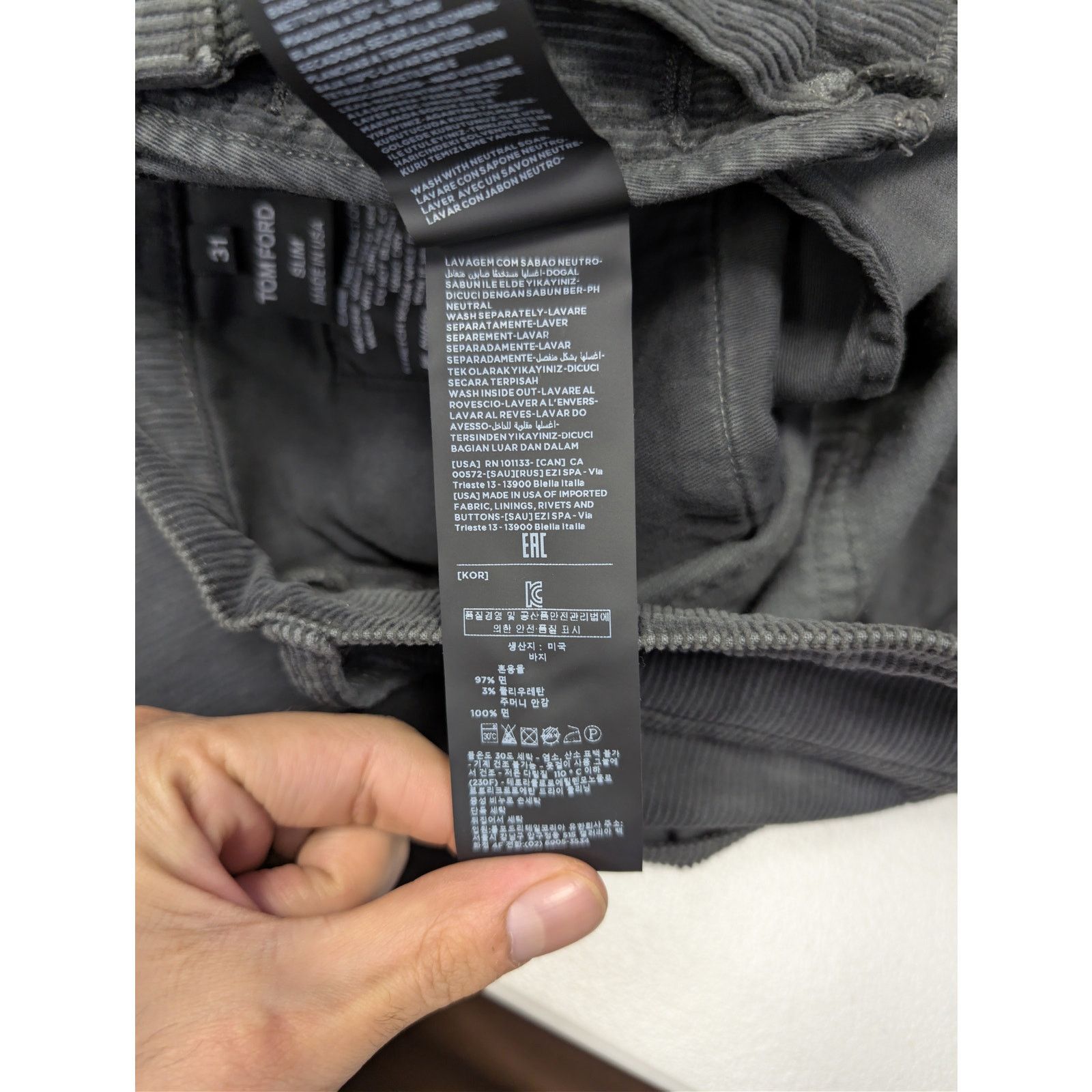 Tom Ford o1rshd1 Slim Fit Coated Denim Jeans in Black / Grey Size US 34 / EU 50 - 19 Thumbnail