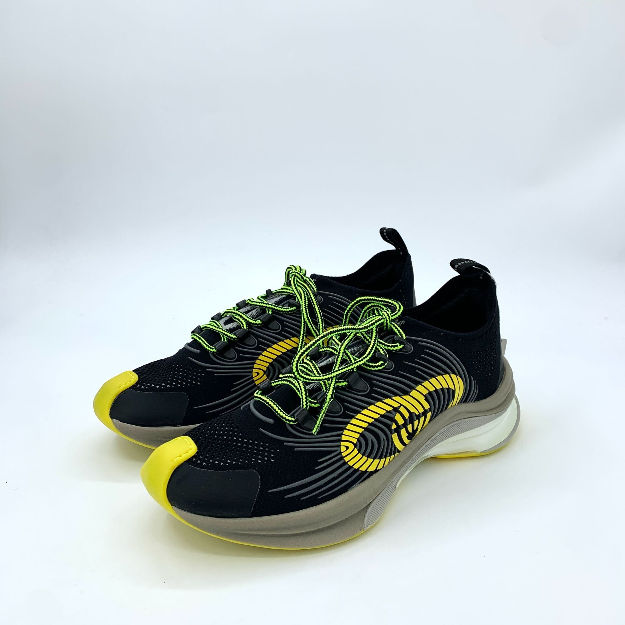 Gucci Gucci Run Black & Yellow Sneakers With Neon Green Laces Size US 9.5 / EU 42-43 - 1 Thumbnail