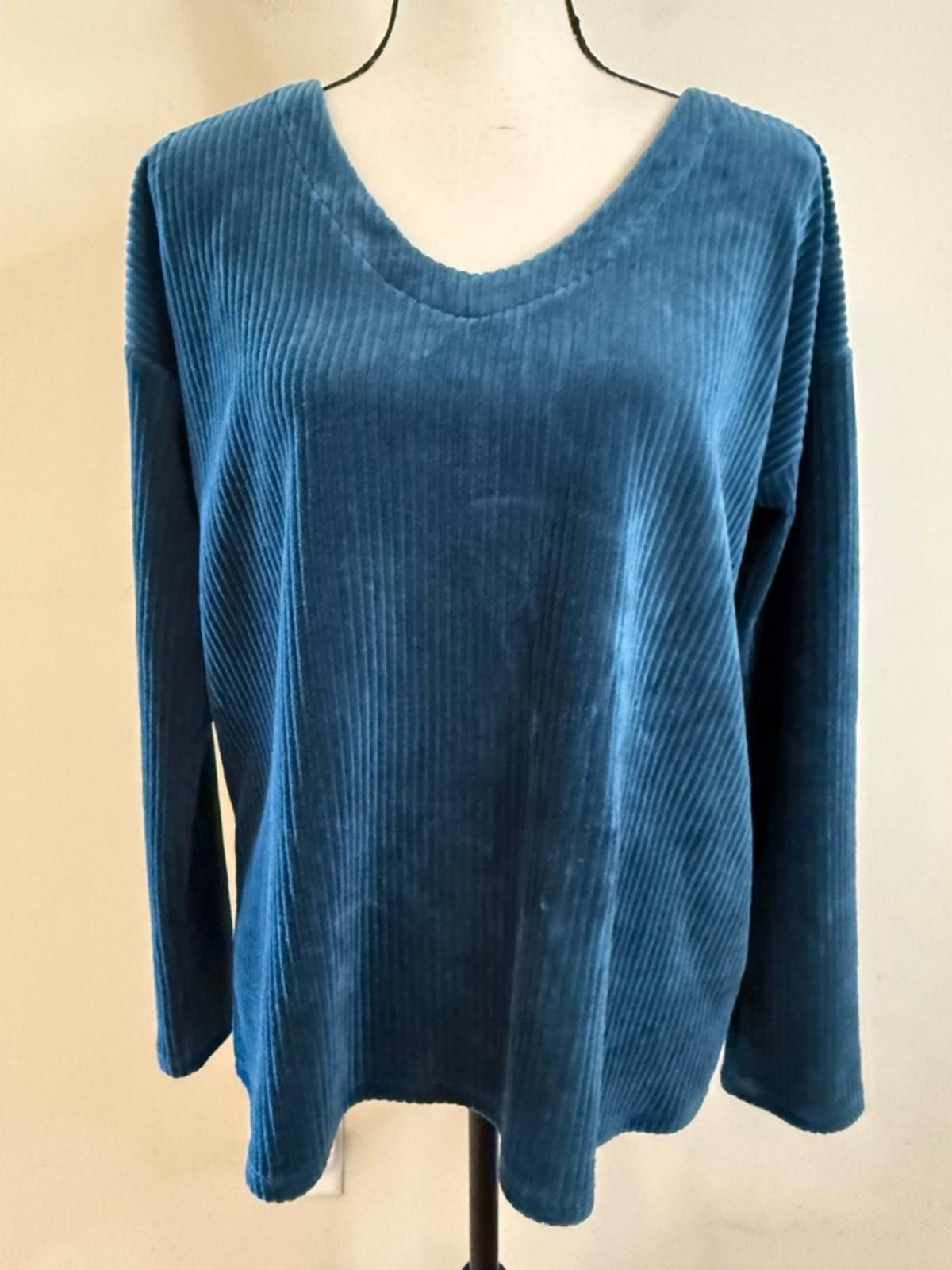 Other J. Jill teal plush ribbed V neck sweatshirt sweater SZ SM Size S / US 4 / IT 40 - 1 Thumbnail