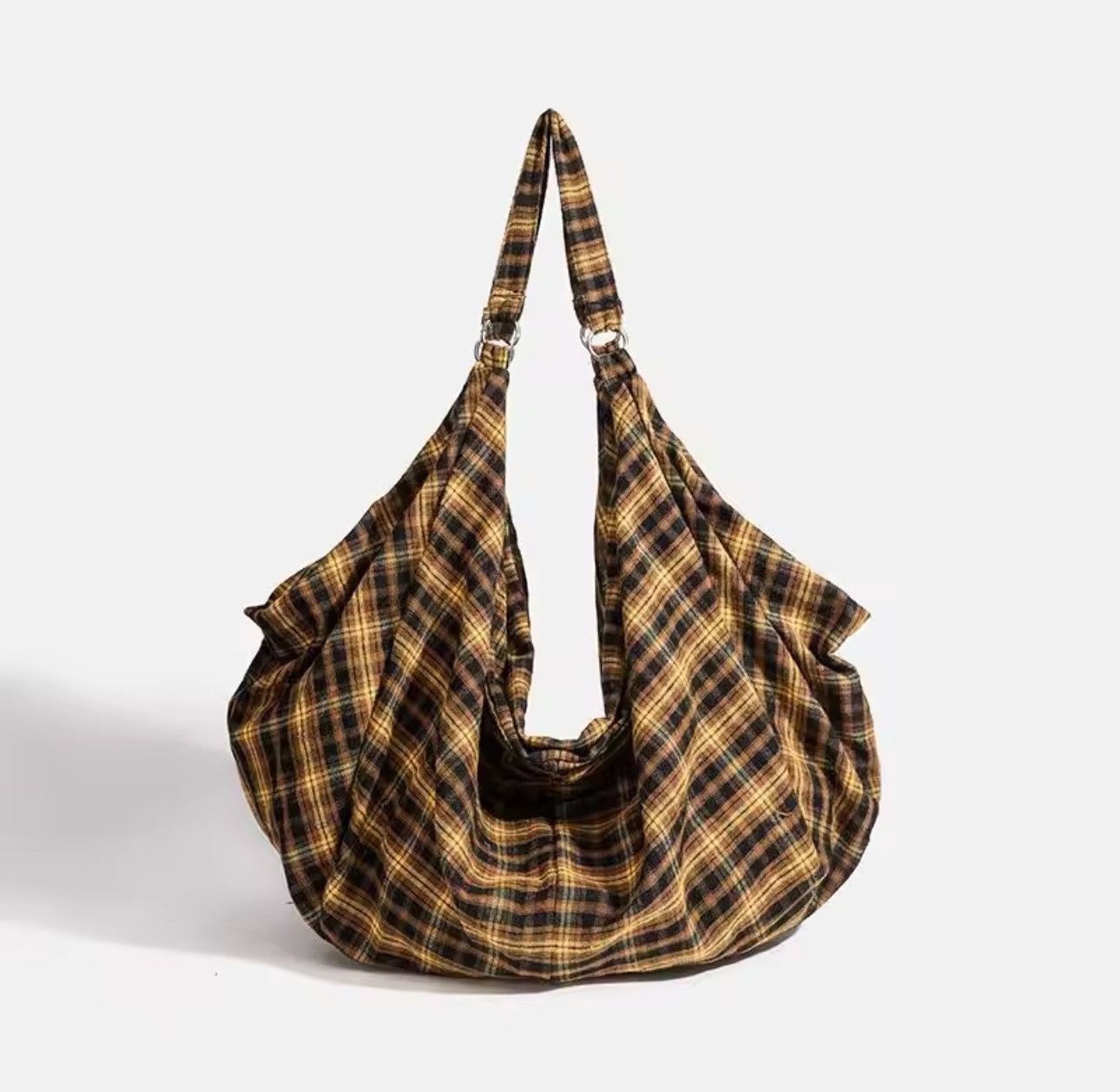 Vintage Streetwear Vintage Style Shoulder Shopping Plaid Canvas Bag Size ONE SIZE - 1 Thumbnail