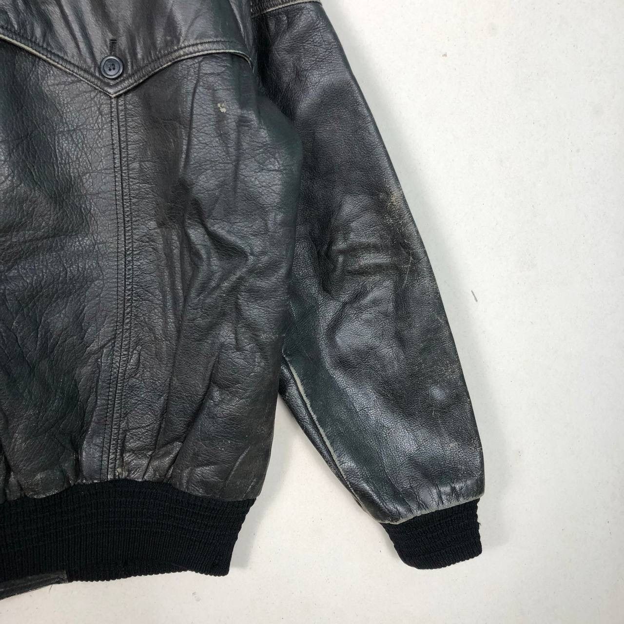 Japanese Brand Vintage Leather IS-674-MS Flight Jacket Black Size US M / EU 48-50 / 2 - 9 Thumbnail