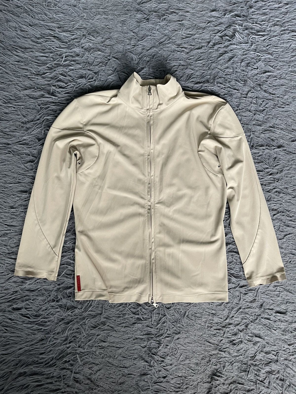 image of Prada 00S Vintage Red Tab Full Zip Longsleeve in Beige, Women's (Size Small)