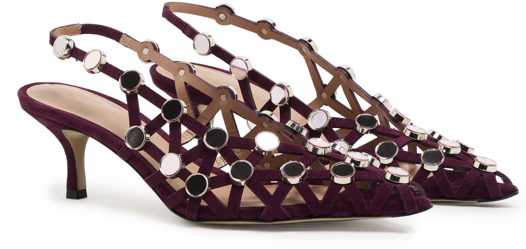 The Attico o1s22i1n0325 Grid Slingback Pumps in Burgandy Size US 10 / IT 40 - 3 Thumbnail