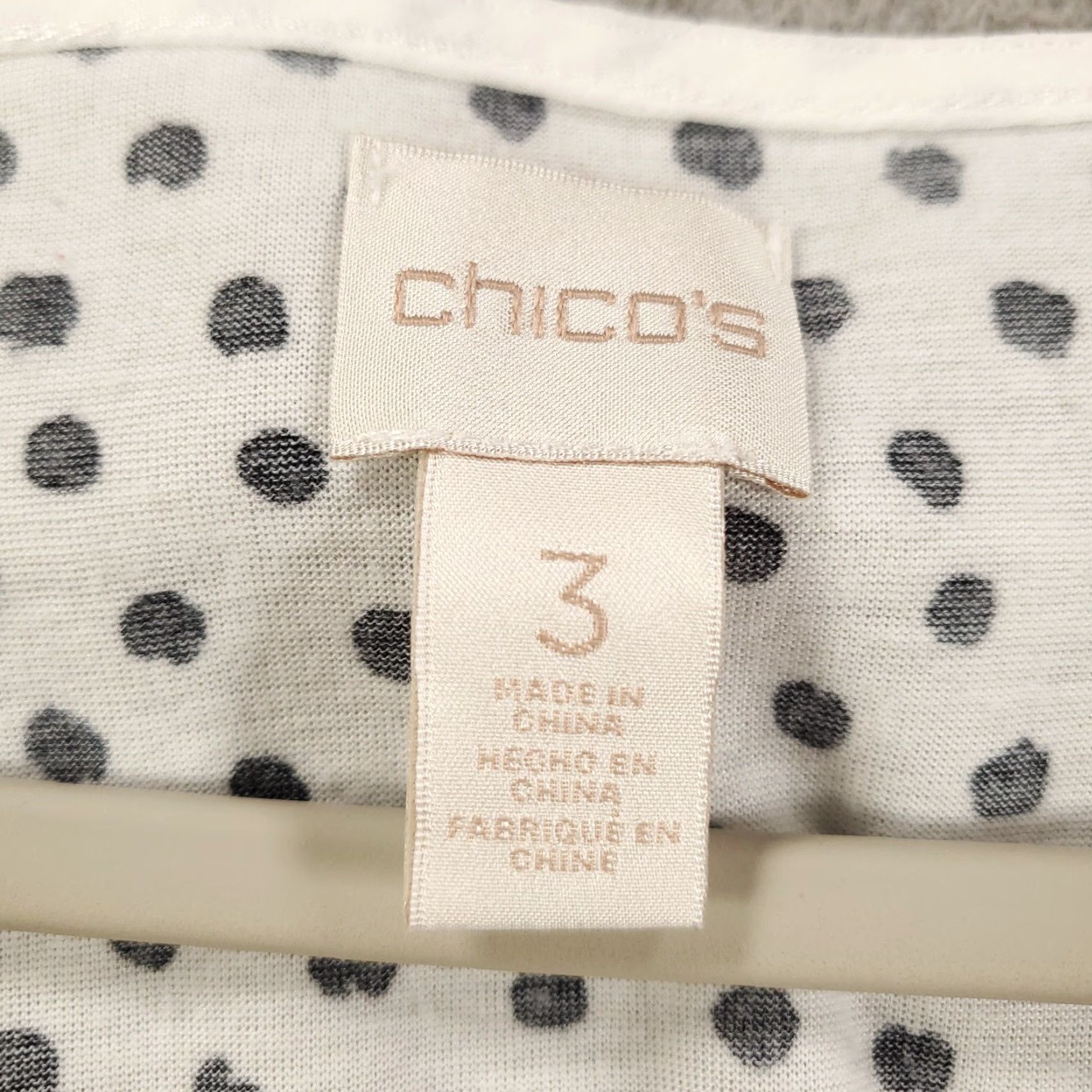 Vintage Chicos Womens Blouse XL White Polka Dot Short Flutter Sleeve Round Neck Pullover Lightweight Tunic Casual/Business M L Mens Womens Girls Boys Size XL / US 12-14 / IT 48-50 - 5 Thumbnail